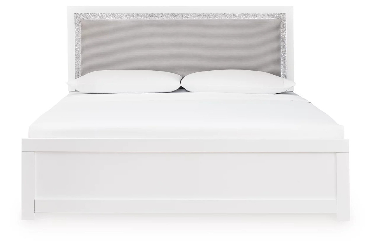 Marzoni King Upholstered Panel Bed In White | 1stopbedrooms