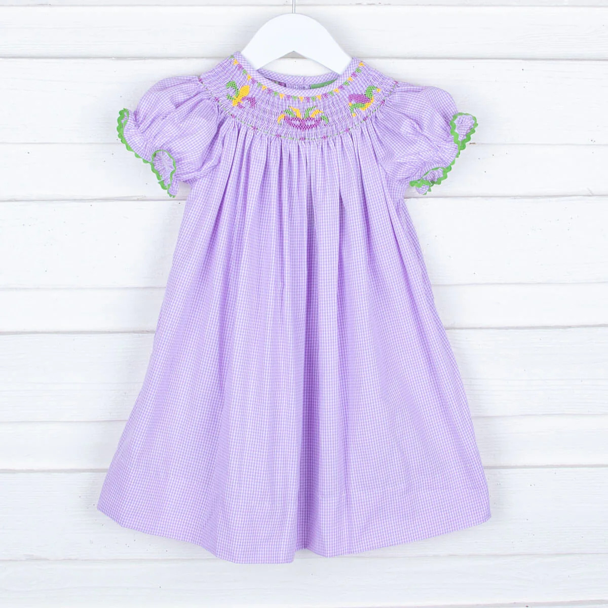 Mardi Gras Purple Smocked Bishop Dress | Classic Whimsy