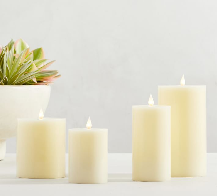 Classic Flickering Flameless Wax Pillar Candle | Pottery Barn (US)