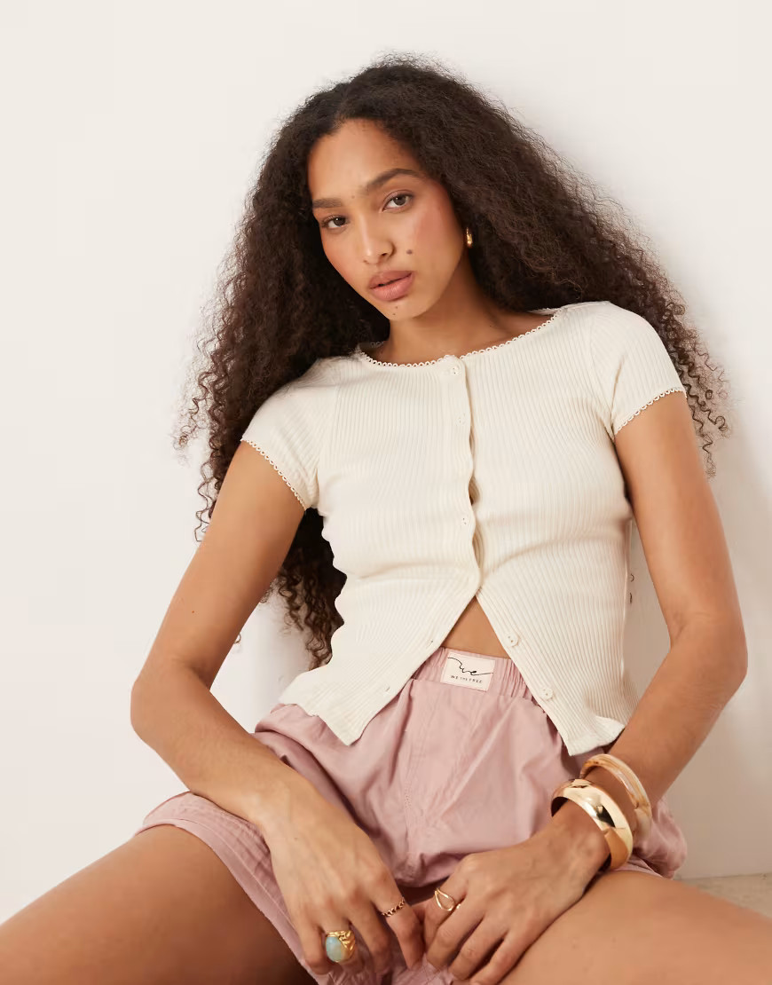 Free People most wanted button up tee in ivory-White | ASOS (Global)