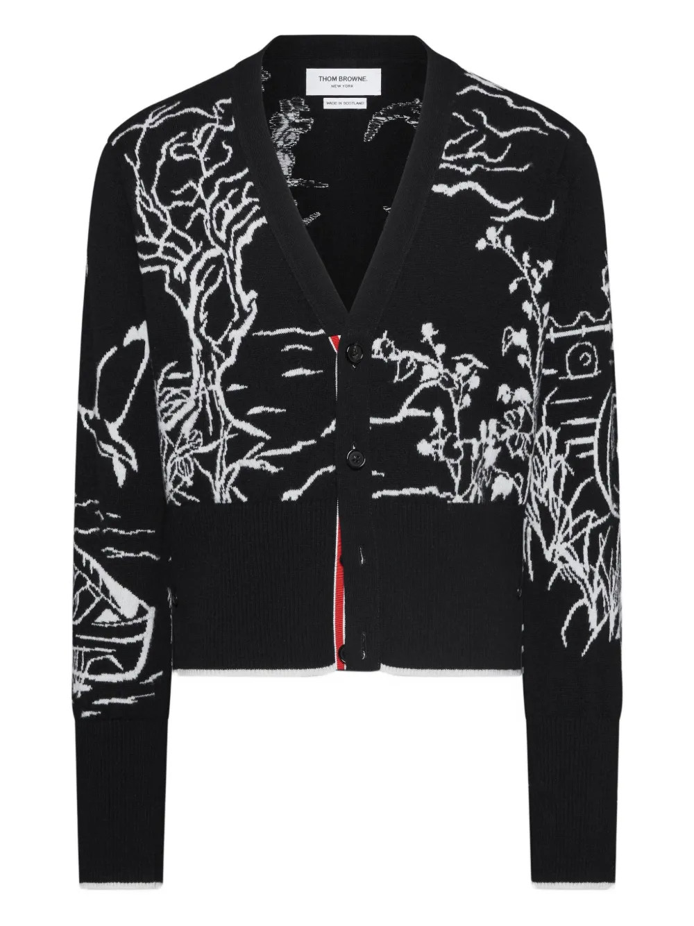 Thom Browne Scenic Intarsia Cardigan | Black | FARFETCH | Farfetch Global