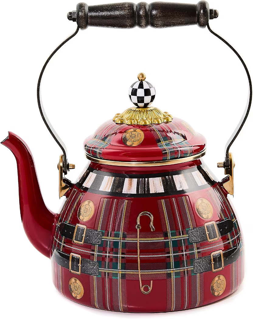 MACKENZIE-CHILDS Enamel Tea Kettle, Cute Tea Kettle for Stovetop, 2 Quarts, The Kilted | Amazon (US)