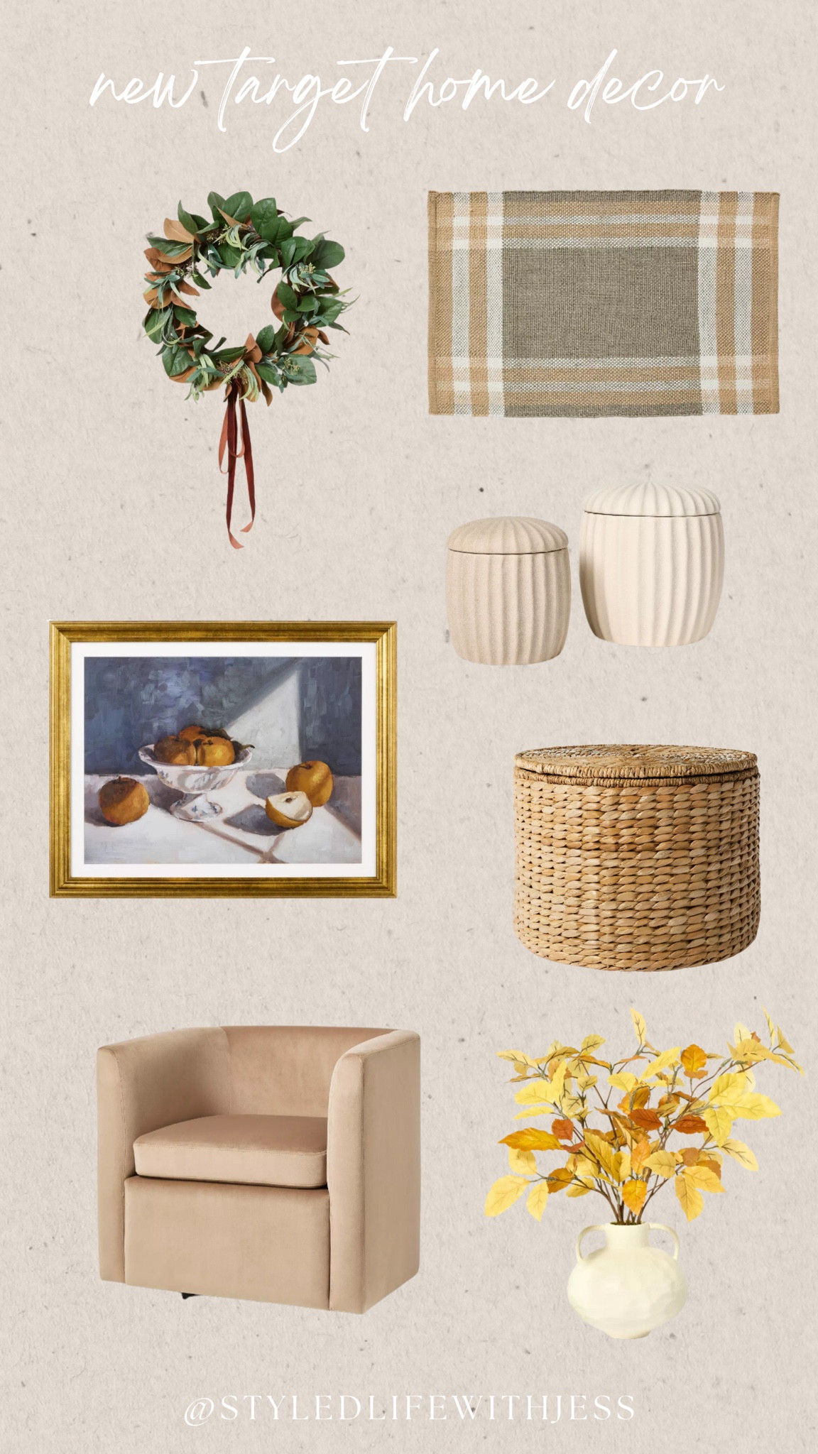 New at Target. 🫶🏻🍂

Target home decor, target rug, accent chair, ceramic canister, wreath, affordable home decor

#LTKSaleAlert #LTKSeasonal #LTKSummerSales
