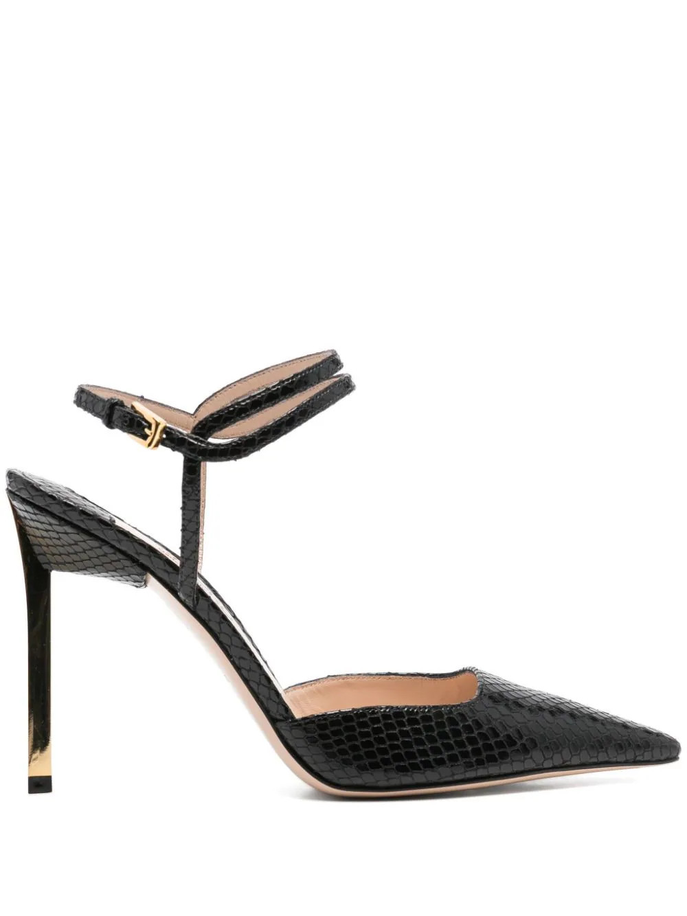 TOM FORD 95mm snakeskin glossy slingback pumps - Black | Farfetch Global
