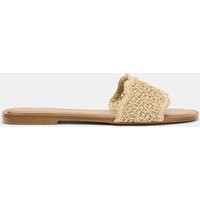 Zara - Embroidered Slide Sandals - Gold - 7½ - Woman | Zara US