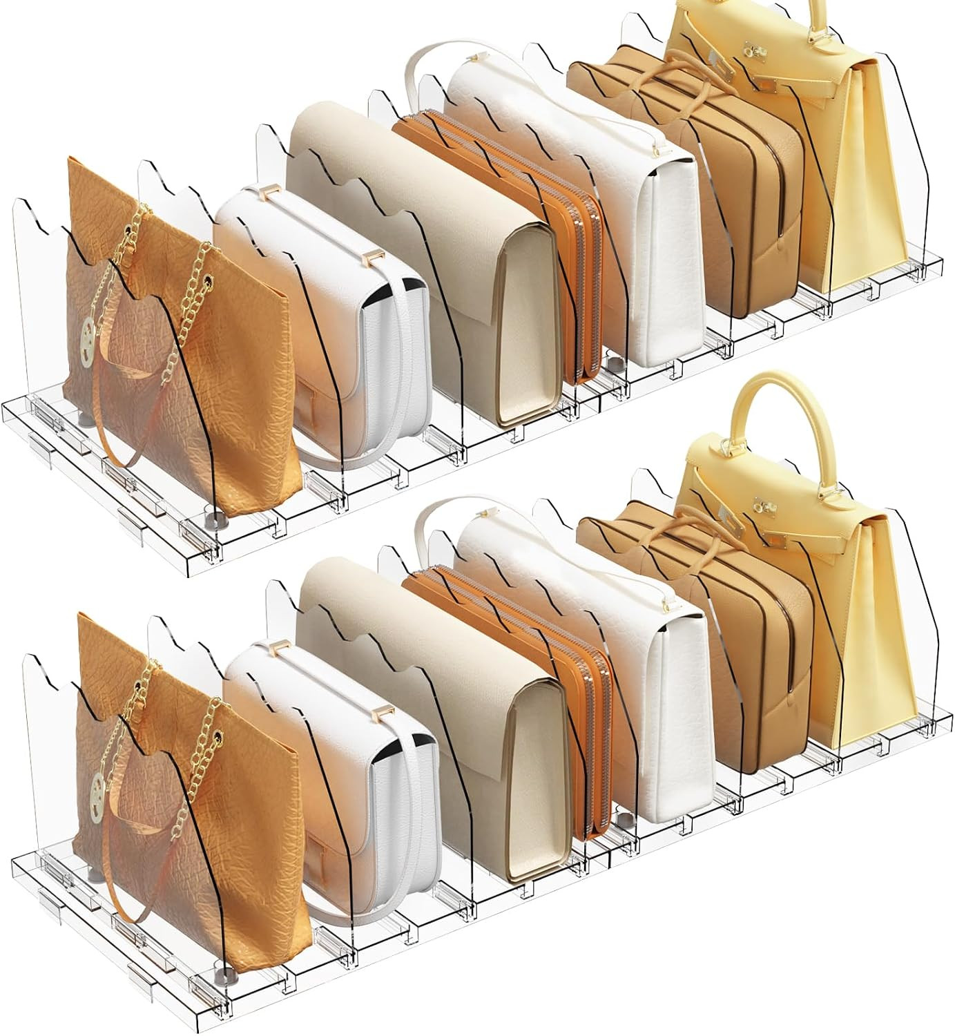 SPACEKEEPER Adjustable Shelf Divider for Closet,2 Pcs Clear Purse Organizer | Amazon (US)