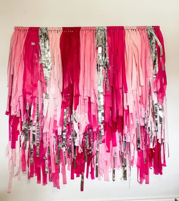 Pink Party Tablecloth Fringe Backdrop - Barbie Birthday Party Decor, Princess Party, Fairy Party,... | Etsy (US)
