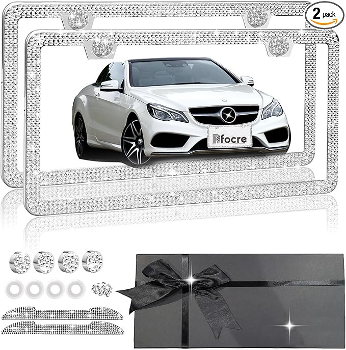 Bling License Plate Frame for Women Rhinestone License Plate Frame Bling Sparkly License Plate Fr... | Amazon (US)