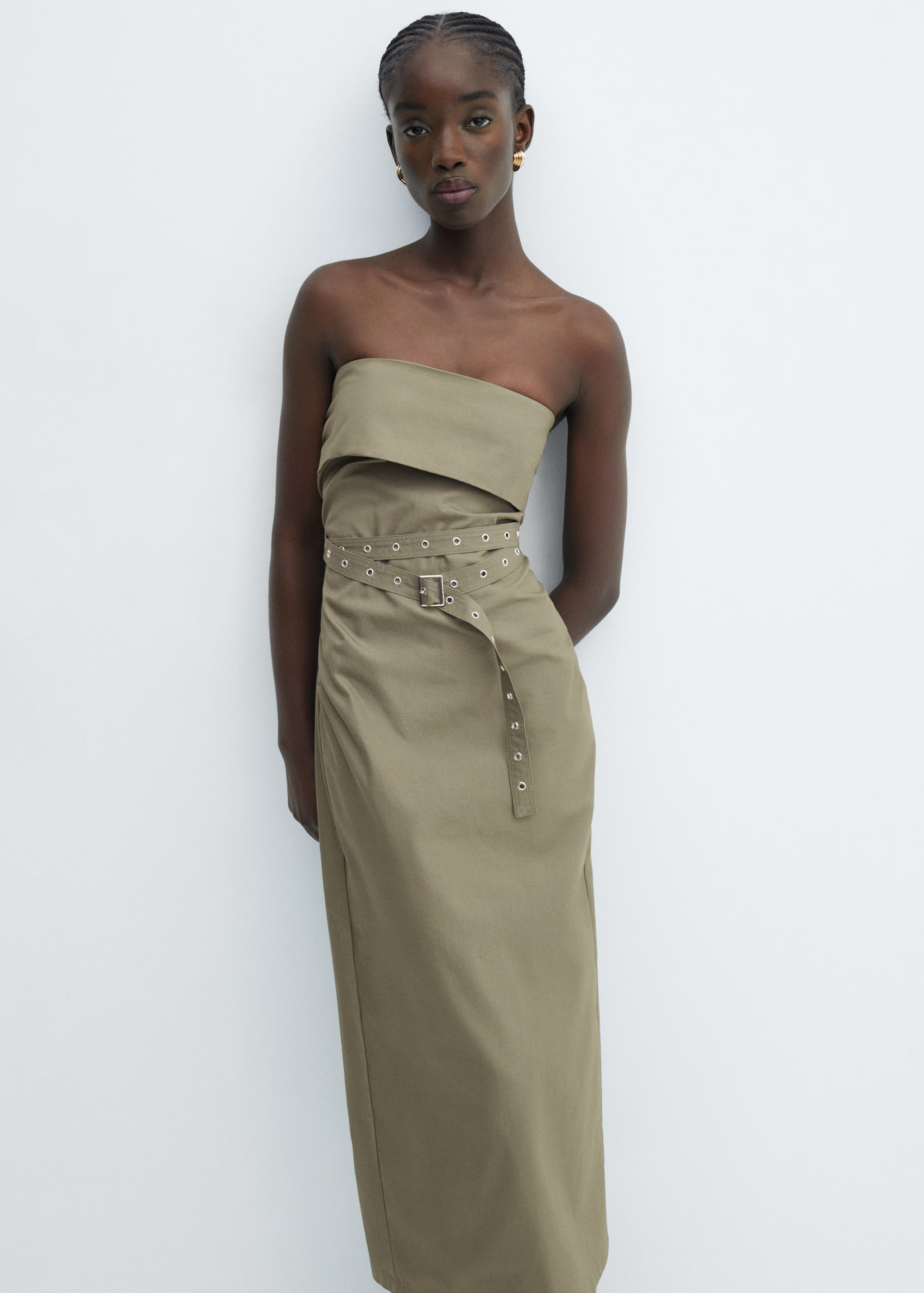 Belted strapless dress - Woman | MANGO USA | MANGO (US)