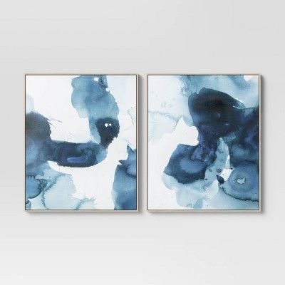 (Set of 2) 24&#34; x 30&#34; Hues Framed Wall Canvas Blue - Threshold&#8482; | Target