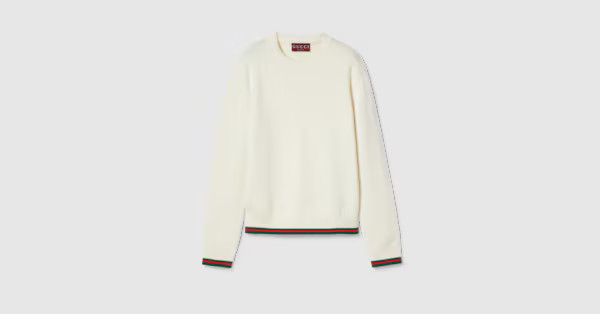 Wool and cashmere sweater with Web | Gucci (US)
