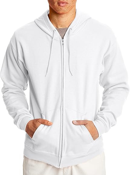Hanes Men's Hoodie, EcoSmart Fleece Zip-Front Hooded Sweatshirt, Cotton-Blend Fleece Hooded Sweat... | Amazon (US)