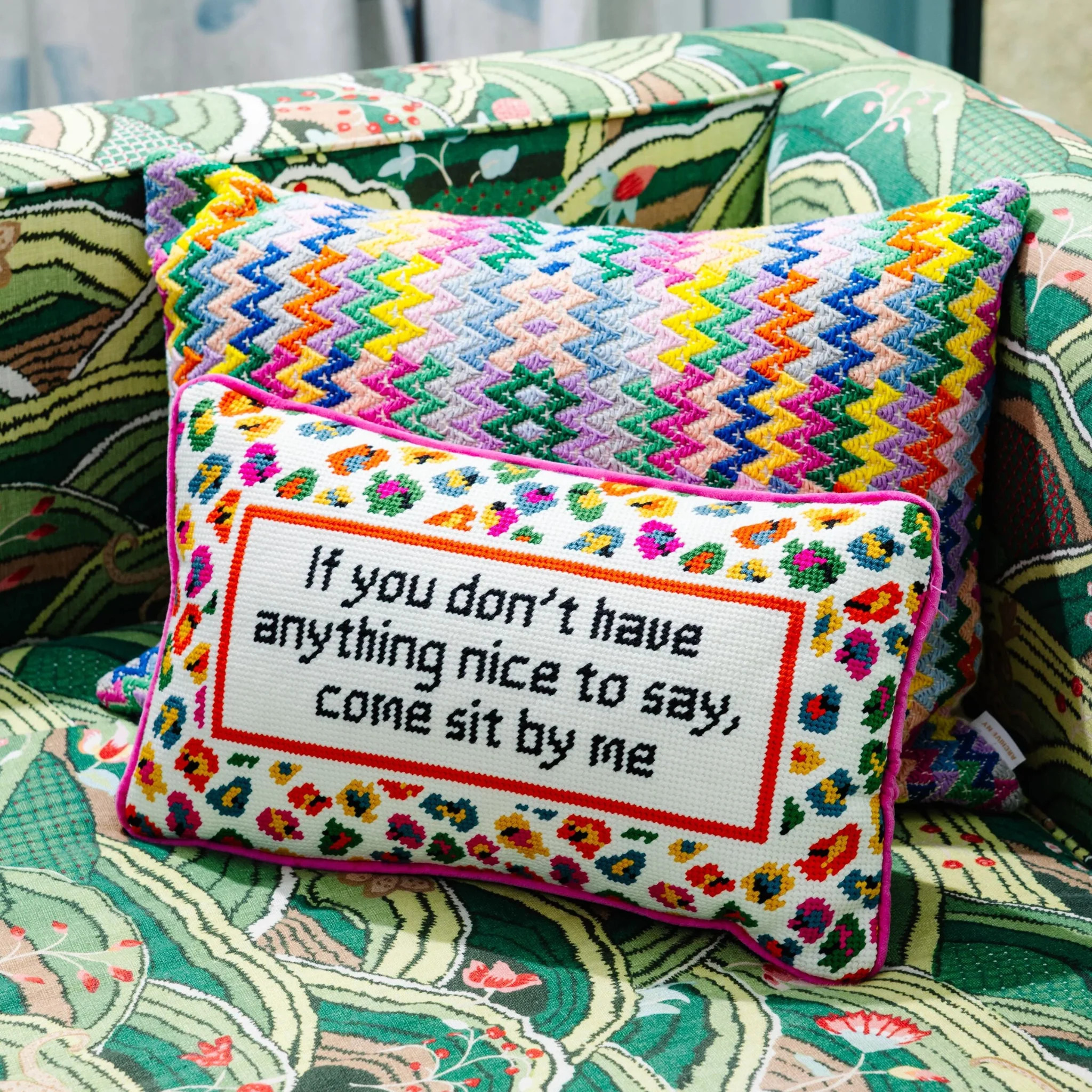 Come Sit By Me Needlepoint Pillow | Furbish Studio
