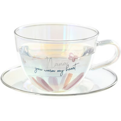 Pavilion Gift Company - Nana - 7 oz Glass Teacup and Saucer - Drinkware | Target