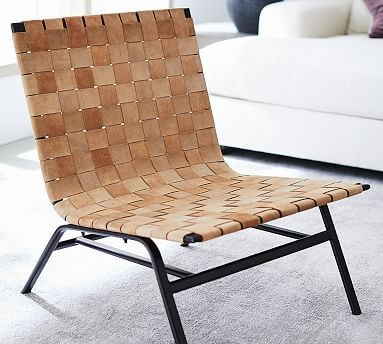 Shay Woven Leather Accent Chair | Pottery Barn (US)