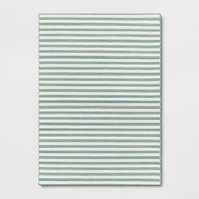 5'x7' Narrow Wornstripe Rectangular Woven Outdoor Area Rug Turquoise Blue - Threshold™ | Target