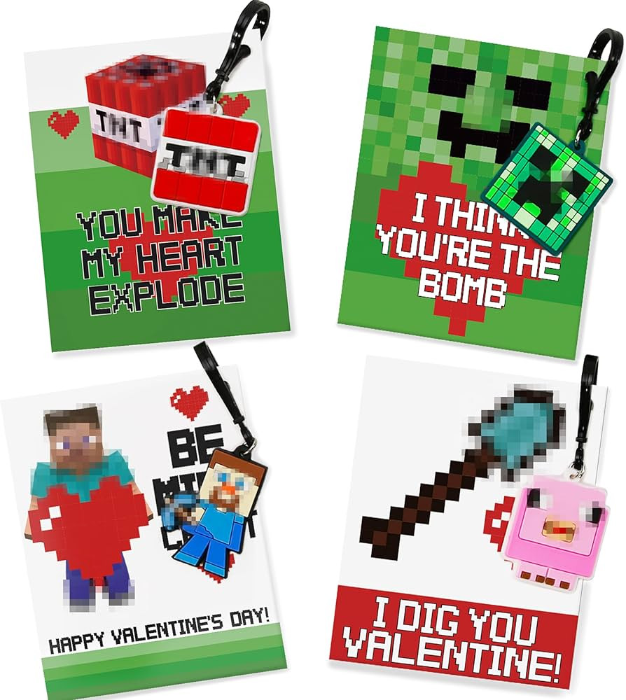 Mythcloud Valentines Day Gifts for Kids - 24 Video Game Valentines Cards for Kids with Keychains ... | Amazon (US)