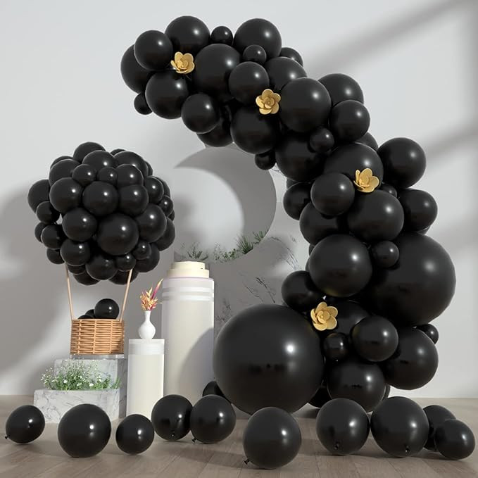 Amazon.com: Styirl Black Party Latex Balloons - 100 pcs 5/10/12/18 inch Party Latex Ballons As Bi... | Amazon (US)