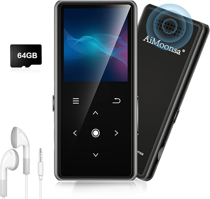 64GB MP3 Player with Bluetooth 5.2, AiMoonsa Music Player with Built-in HD Speaker, FM Radio, Voi... | Amazon (US)