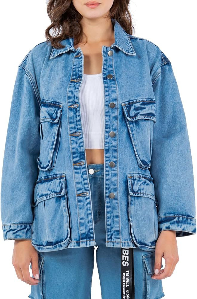 Twiin Sisters Women'sDenim Jean Jacket Long Trucker Boyfriend Jackets Size Small to 3X | Amazon (US)