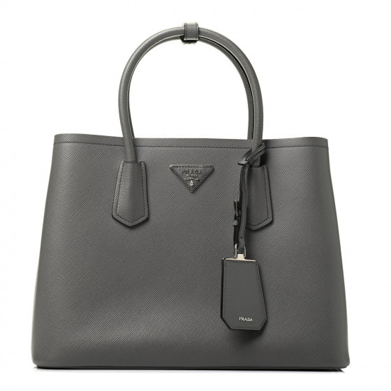 PRADA Saffiano Cuir Small Double Bag Marmo | Fashionphile