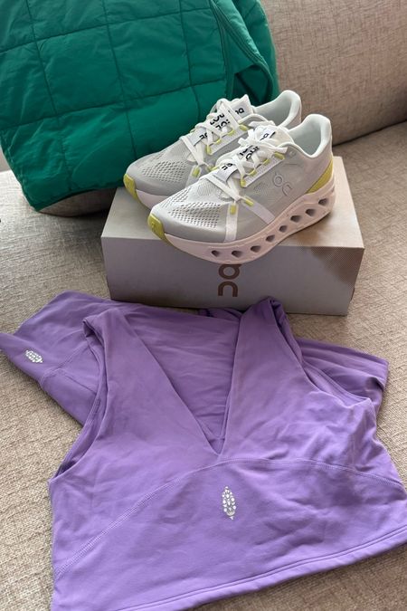 Free people workout outfit and on cloud sneakers white grey lime green cloud eclipse 
Free people puffer jacket and similar from Amazon 

#LTKshoecrush #LTKfitness #LTKSeasonal