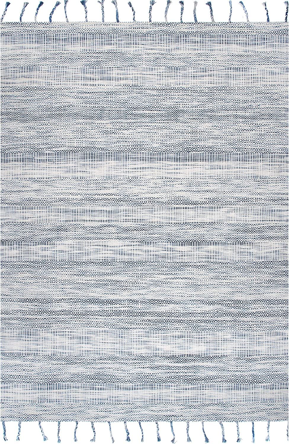 nuLOOM Diem Geometric Cotton Tassel Runner Rug, 2' x 6', Blue | Amazon (US)