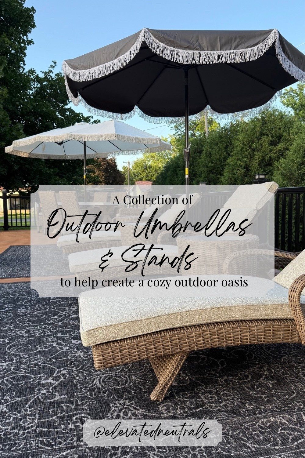 Outdoor Umbrellas, Bases & Stands to complete your backyard pool & patio space! Please keep in mind most of these umbrellas come in different colors and finishes so be sure to click the link to check out the available options!
Also, check out the Product Tab in my LTK Profile to find all of my Outdoor Patio Recommendations!
While you’re there, you can use to search bar to search for specific things like: Patio Umbrella Stands, Outdoor Furniture, Outdoor Rugs, etc….
Don’t forget to check out more of my favorite Outdoor finds, which I’ve conveniently categorized in folders called ‘Product Sets’

Don’t forget to follow @elevatedneutrals on IG & Pinterest!
 
Auto Tilt | UV Fade Resistant | Sunbrella Fabric | Collapsible | Cantilever | Octagon | Rectangular | Lighted | 

#LTKSeasonal #LTKHome