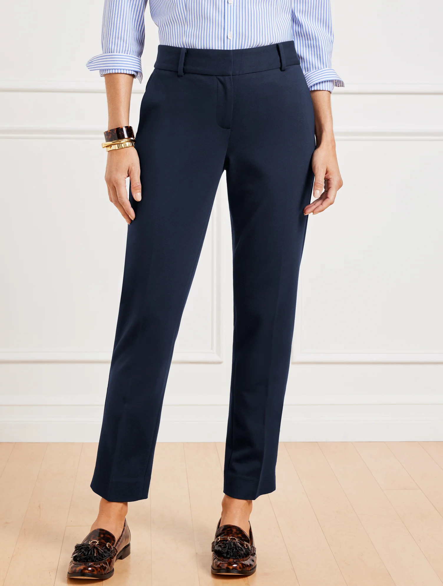 Talbots Hampshire Straight Ankle Pants - Ponte - Blue - 4 | Talbots