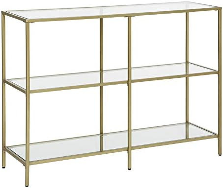 VASAGLE Console Sofa Table with 3 Shelves, 39.4 x 11.8 x 28.7 Inches, Metal Frame, Tempered Glass Sh | Amazon (US)