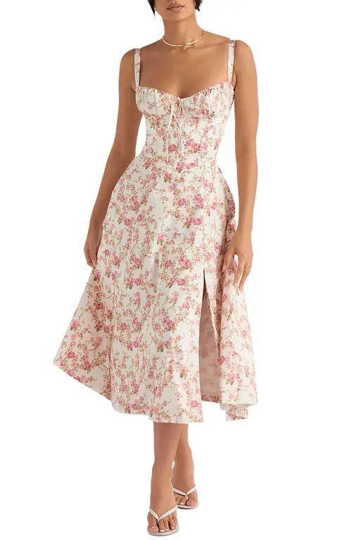 HOUSE OF CB Carmen Floral Bustier Sundress in Rose Print at Nordstrom, Size Small A | Nordstrom