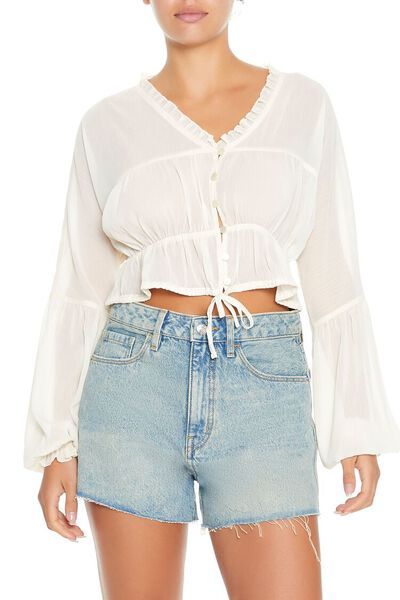 Chiffon Ruffle-Trim Crop Top | Forever 21