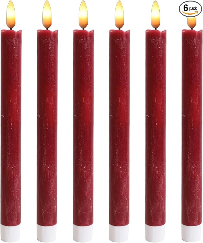 Flameless Taper Candles Battery Operated Flickering with 6H Timer, 3D Wick LED Taper Candles Real... | Amazon (US)