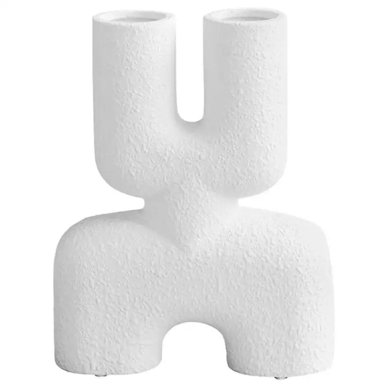 Textured White Twin Spout Ceramic Vase, Denmark, Contemporary | 1stDibs