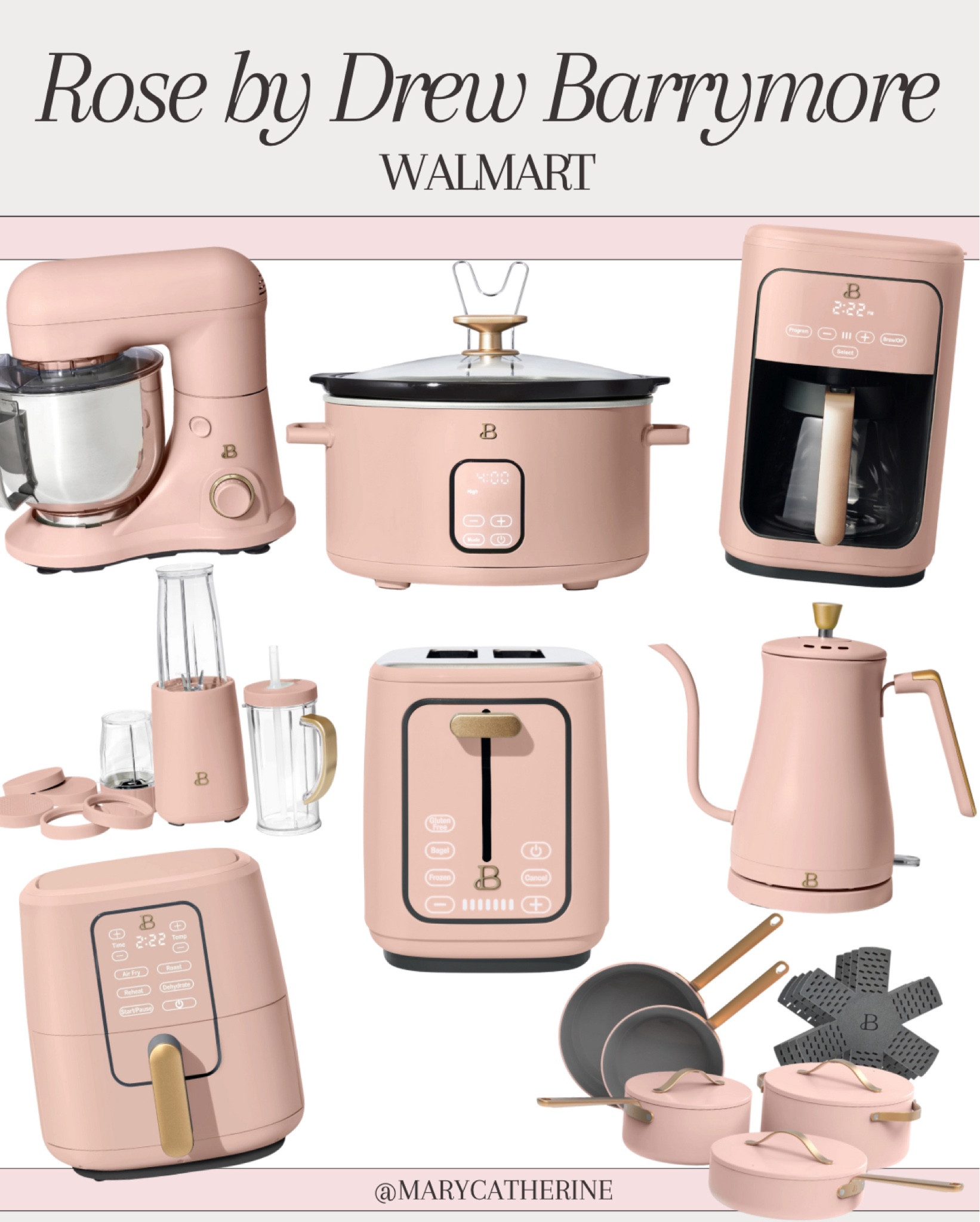 Rose by Drew Barrymore✨
New Walmart home finds 
Beautiful pink kitchen appliances 
Pink toaster, mixer, slow cooker, coffee pot, air fryer 

#LTKhome #LTKfamily #LTKfindsunder50