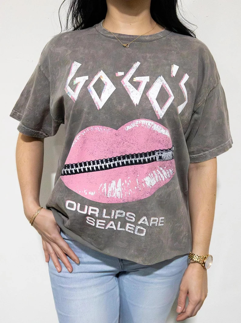 GO GO'S - Our Lips - Unisex Cut Hem Tee W/ Foil Accents- Officially Licensed - Our Lips Are Seale... | Etsy (US)