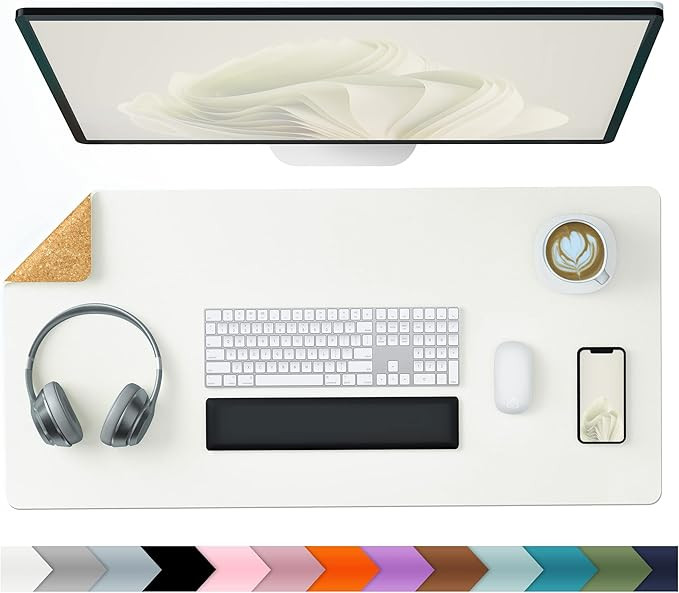 Aothia Office Desk Pad, Natural Cork & PU Leather Dual Side Large Mouse Pad, Laptop Desk Table Pr... | Amazon (US)
