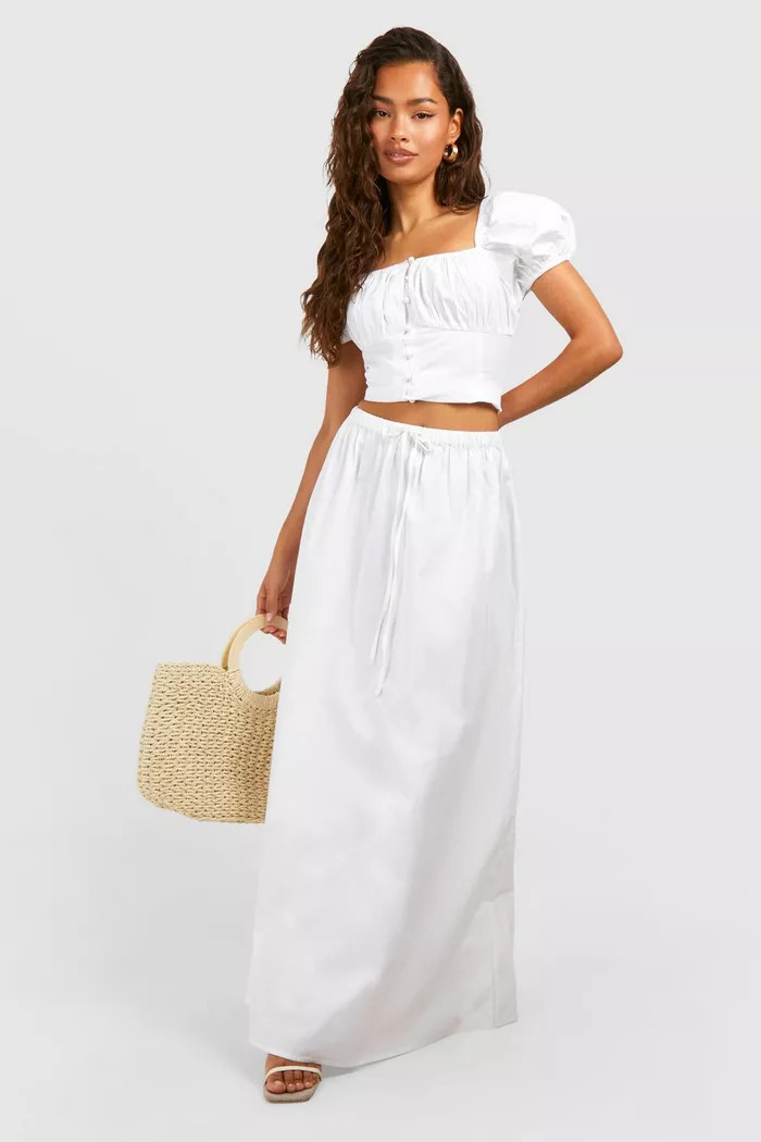 Poplin Full Maxi Skirt | boohoo (US & Canada)