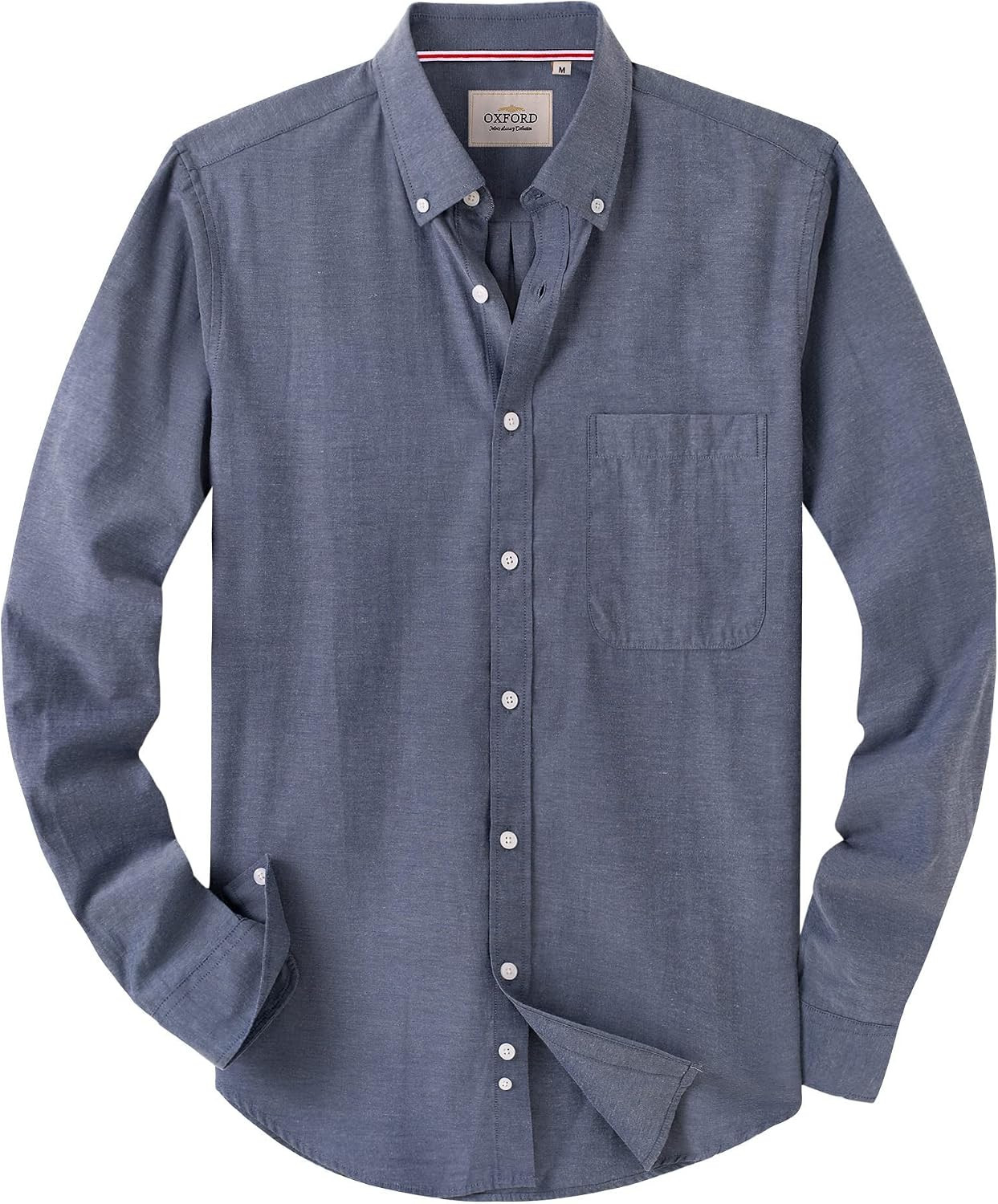 Alimens & Gentle Mens Solid Oxford Shirt Long Sleeve Dress Shirt Work Casual Button Down Shirts with Pocket | Amazon (US)