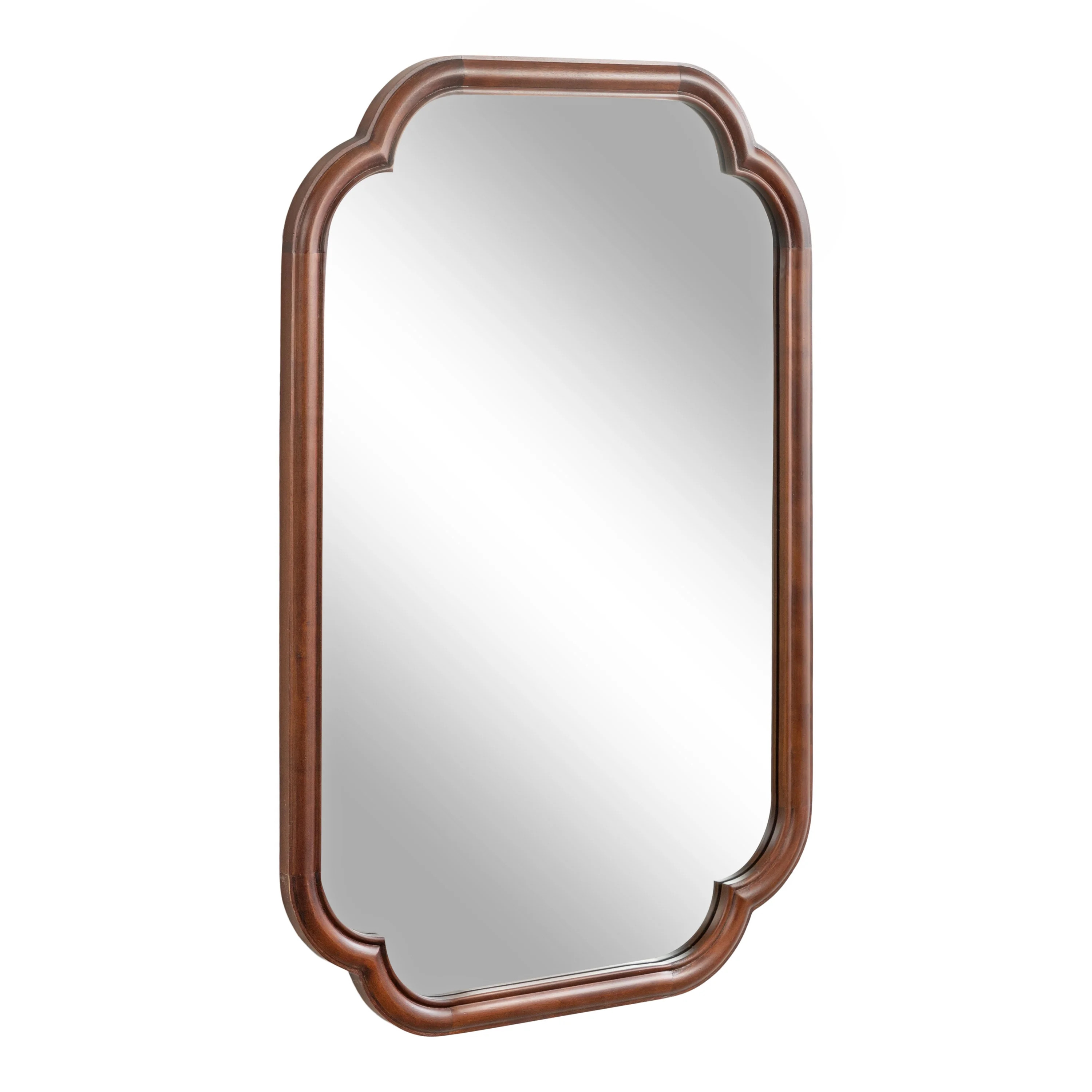 Kate and Laurel Glenby Traditional Scalloped Wall Mirror, 24 x 36, Walnut Brown, Wooden Farmhouse... | Walmart (US)