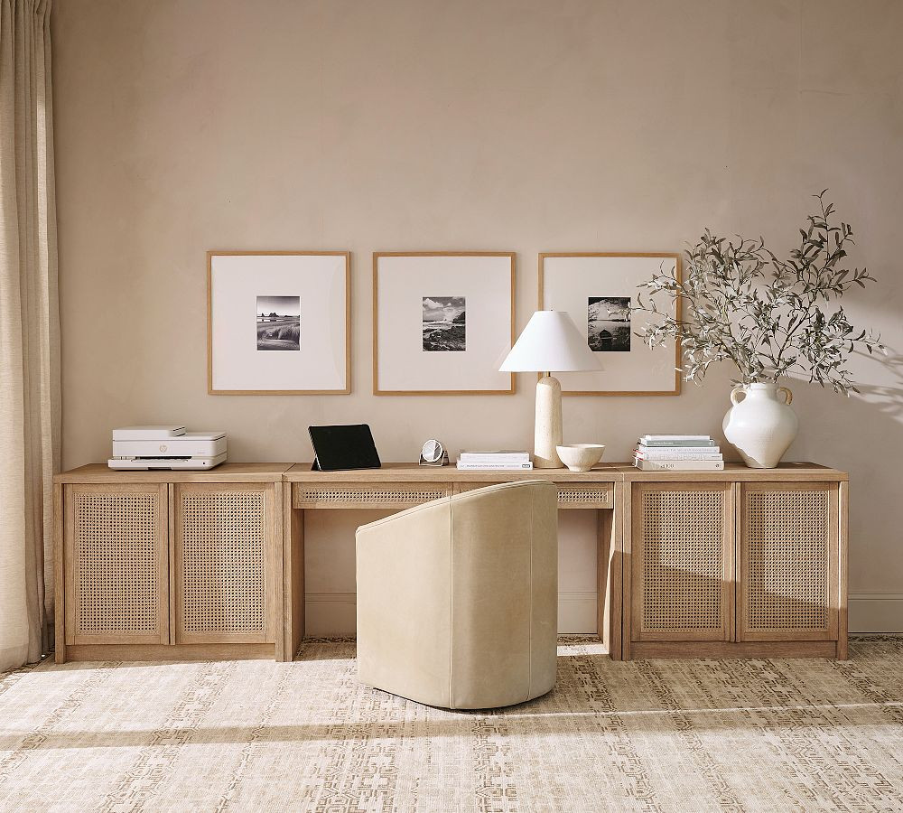 Marina Grand Cane Storage Console Desk (126") | Pottery Barn (US)