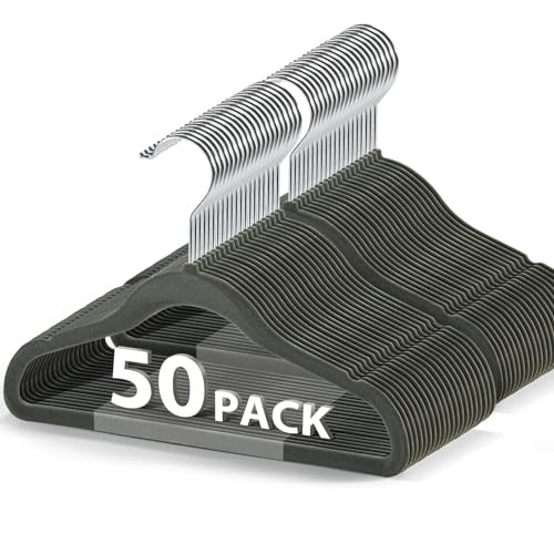 PIGLOG Kids Hangers, 50PCS Kids Velvet Hangers, Non-Slip & Space Saving Velvet Baby Hangers, 11.8 Inch Baby Hangers, Toddler Hangers, Kids Felt Hangers for Baby Toddler Children Closet (Gray) | Amazon (US)