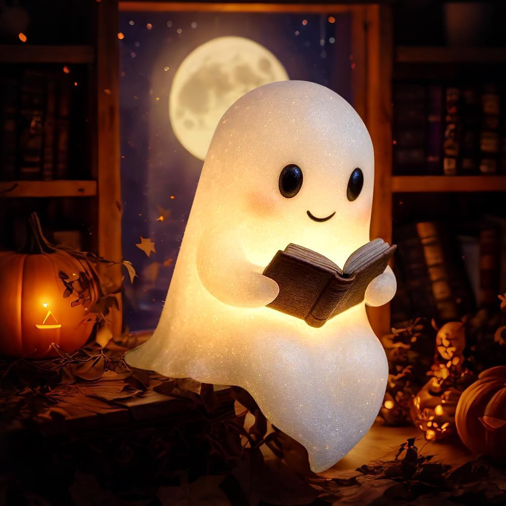 Halloween Party Ghost Reading Book Lamp, Halloween Ghost Night Light, Cute LED Lamp for Bathroom ... | Amazon (US)