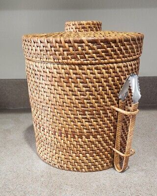 Rattan Wicker Insulated Ice Bucket & Tongs Barware Retro Tiki   | eBay | eBay US