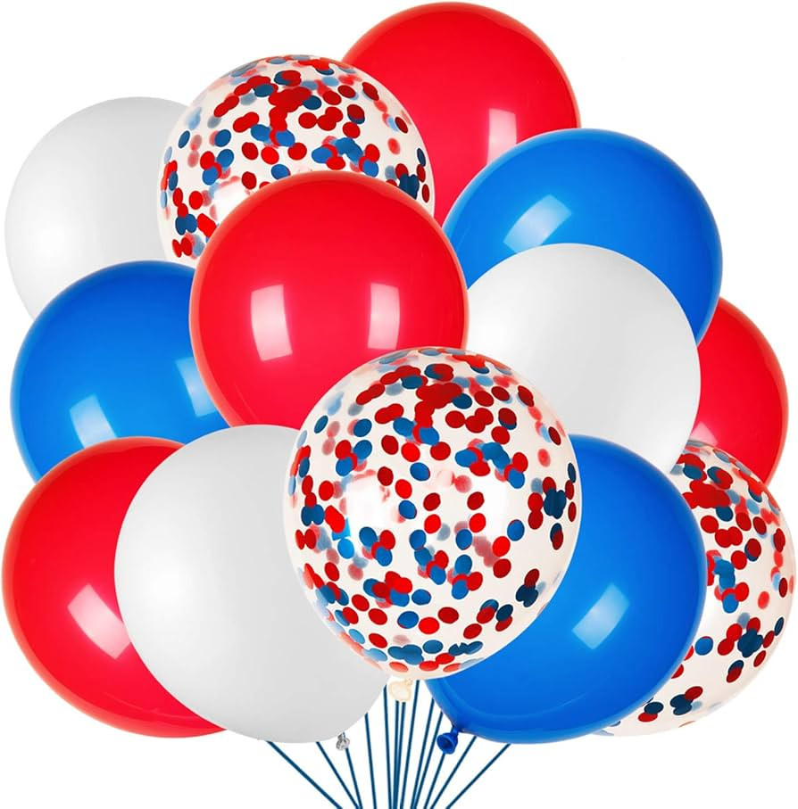 JOYYPOP 80Pcs Red White and Blue Latex Balloons with Confetti Balloons for 4th of July Decoration... | Amazon (US)