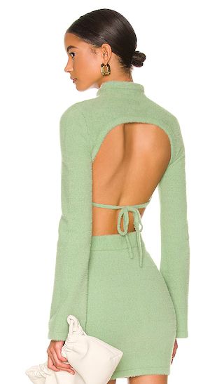 Raquel Cropped Sweater in Light Green | Revolve Clothing (Global)