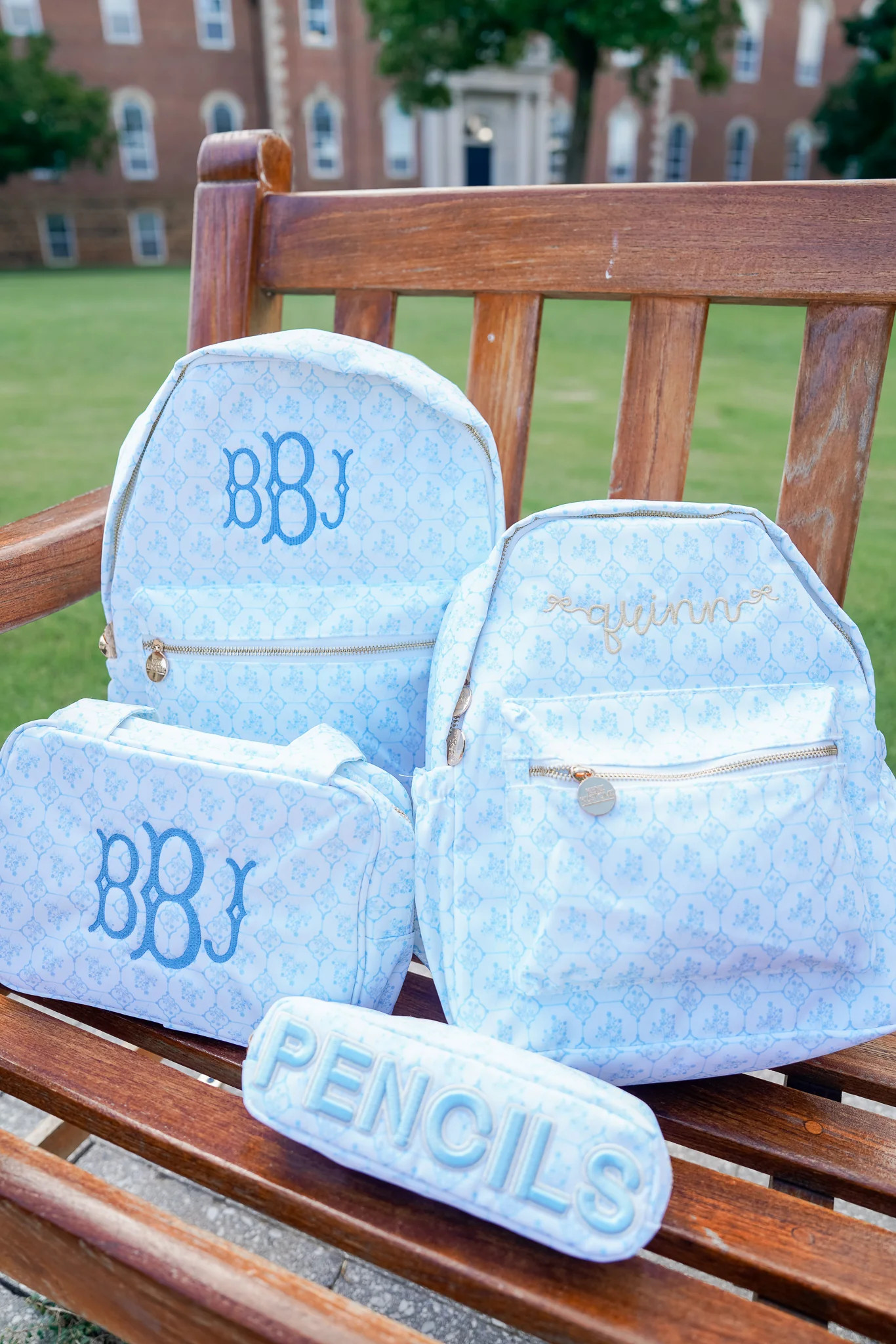 Blue Toile Backpack | KenzKustomz