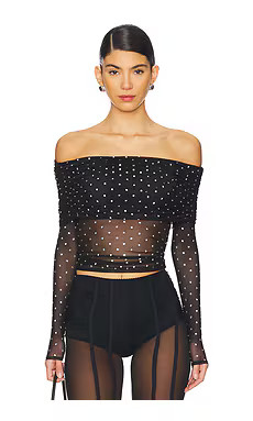 retrofete Oriana Mesh Top in Black & Silver from Revolve.com | Revolve Clothing (Global)