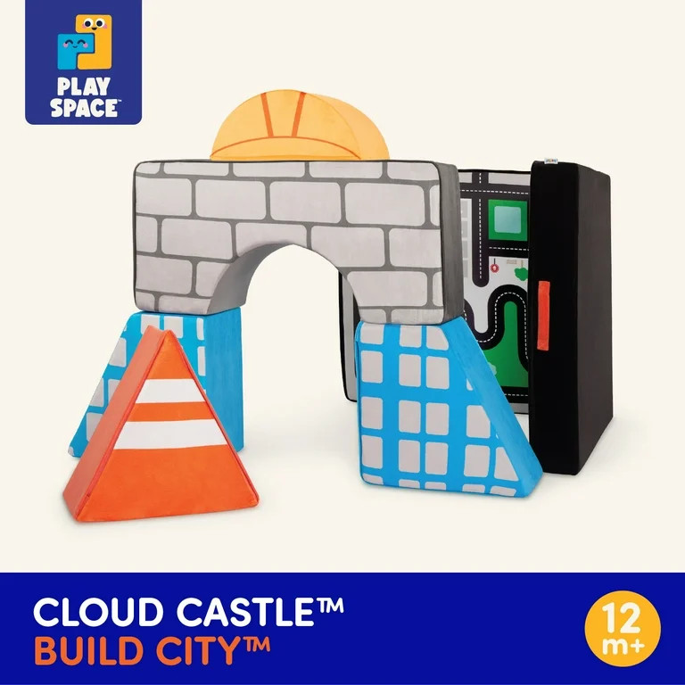 Battat Cloud Castle Build City Foam Fort Building 6 Piece Set Indoor Soft Climbing Blocks for 12 ... | Walmart (US)