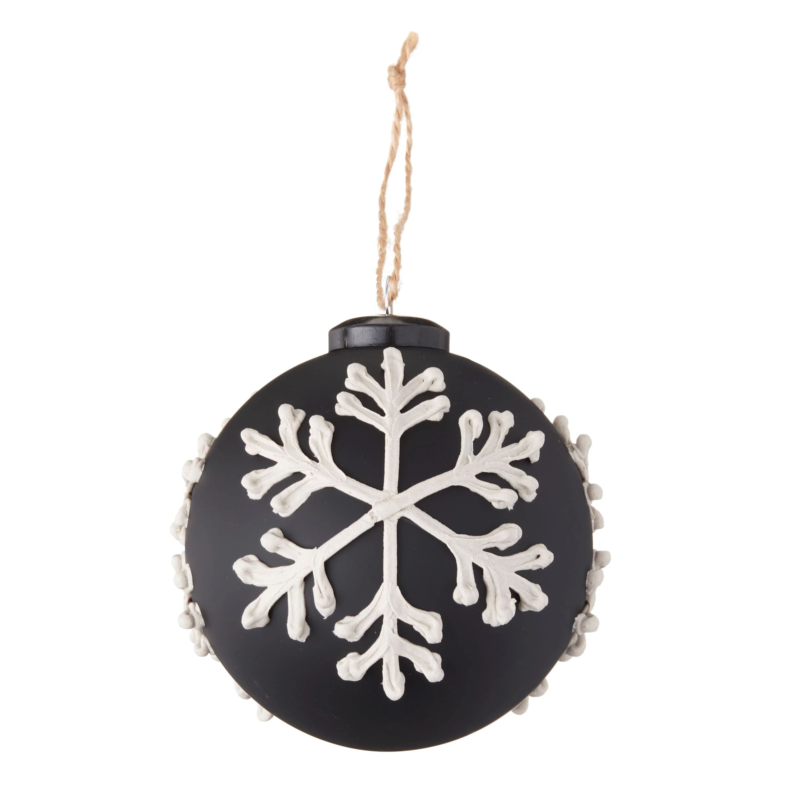 Holiday Time Black and White Snowflake Glass Ball Christmas Ornament, 3.54" - Walmart.com | Walmart (US)